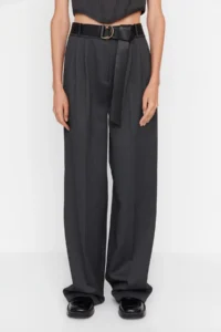 TRENDYOLMİLLA Anthracite Plenty of Hem Weaving Pants - Image 7