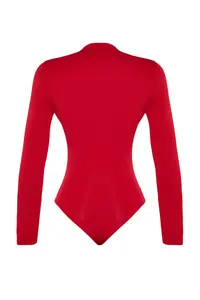 TRENDYOLMİLLA Red Close-fitting Collar Detailed Bodysuit .D.00008 - Image 9