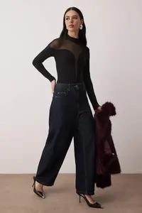 TRENDYOLMİLLA Black Transparent Detailed Knitting Tulle Bodysuit .D.00011 - Image 11