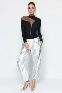 TRENDYOLMİLLA Black Transparent Detailed Knitting Tulle Bodysuit .D.00011 - Image 9