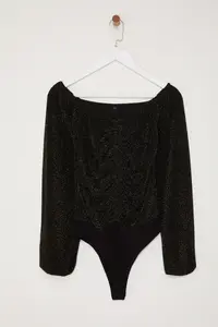 TRENDYOLMİLLA Gold Carmen Collar Sparkly snaps Glitter Knitting Bodysuit .D.00016 - Image 7