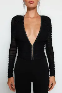 TRENDYOLMİLLA Black Agrafli Knitting Bodysuit .D.00019 - Image 4
