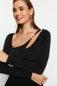 TRENDYOLMİLLA Black Bodysuit with accessories Knitting Bodysuit .D.00032 - Image 3