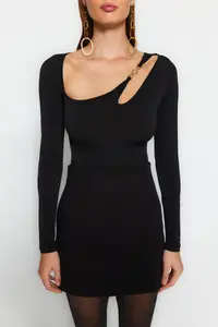 TRENDYOLMİLLA Black Bodysuit with accessories Knitting Bodysuit .D.00032 - Image 4