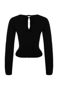 TRENDYOLMİLLA Black Window/Cut Out Detailed with accessories Knitting Blouse - Image 8