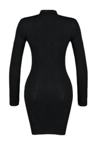 TRENDYOLMİLLA Black Simli Knitting Short Chic Evening Gown Gece Graduation Dress - Image 8