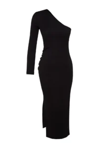 TRENDYOLMİLLA Black Fitted Knitting Chic Evening Gown Gece Graduation Dress - Image 7