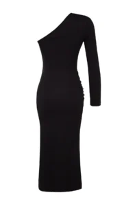 TRENDYOLMİLLA Black Fitted Knitting Chic Evening Gown Gece Graduation Dress - Image 8