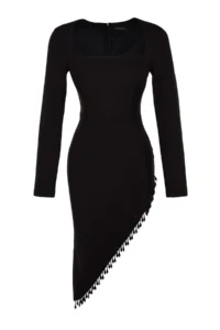 TRENDYOLMİLLA Black Fitted Shiny Stone Weaving Chic Evening Gown Night Graduation Dress - Image 7