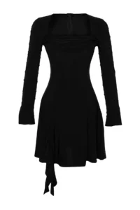 TRENDYOLMİLLA Black Pearl with accessories Knitting Short Chic Evening Gown Gece Graduation Dress - Image 7