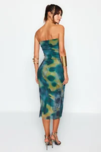TRENDYOLMİLLA Multicolored Fitted Knitting Tulle Chic Evening Gown Night Graduation Dress - Image 7