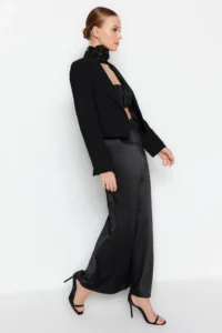 TRENDYOLMiLLA Black Weaving Satin LONG Skirt - Image 2