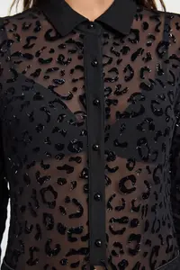 TRENDYOLMİLLA Black Tulle Knitting Bodysuit .D.00016 - Image 4