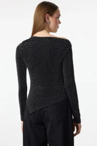 TRENDYOLMİLLA Anthracite Asymmetric Yaka Simli Knitting Elegant/Evening Party Blouse - Image 5
