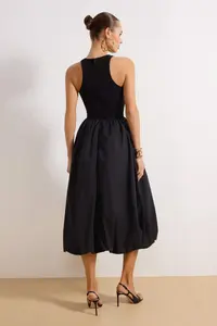 TRENDYOLMİLLA Black Top Bodysuit Skirt Part Balloon Poplin Evening Gown Gece Graduation Dress - Image 4