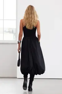 TRENDYOLMİLLA Black Top Bodysuit Skirt Part Balloon Poplin Evening Gown Gece Graduation Dress - Image 7