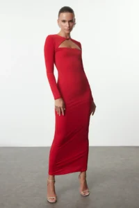 TRENDYOLMİLLA Rejection Cut Out/Window Detailed Knitting Chic Evening Gown Night Graduation Dress - Image 2