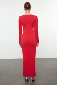 TRENDYOLMİLLA Rejection Cut Out/Window Detailed Knitting Chic Evening Gown Night Graduation Dress - Image 5