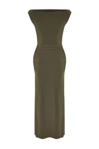 TRENDYOLMİLLA Khaki Bodycon Carmen Collar Knitting Chic Evening Gown Gece Graduation Dress - Image 9