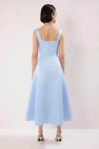TRENDYOLMİLLA Light Blue A-Kesim Satin Weaving Chic Evening Gown Gece Graduation Dress - Image 8