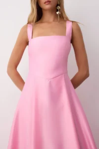 TRENDYOLMİLLA Light Pink A-Kesim Satin Weaving Chic Evening Gown Gece Graduation Dress - Image 3