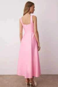 TRENDYOLMİLLA Light Pink A-Kesim Satin Weaving Chic Evening Gown Gece Graduation Dress - Image 4