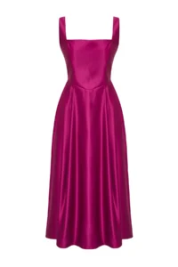 TRENDYOLMİLLA Plum A-Kesim Satin Weaving Chic Evening Gown Gece Graduation Dress - Image 11