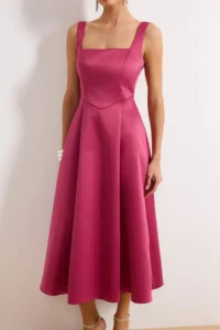 TRENDYOLMİLLA Plum A-Kesim Satin Weaving Chic Evening Gown Gece Graduation Dress - Image 3