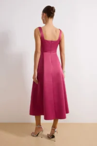 TRENDYOLMİLLA Plum A-Kesim Satin Weaving Chic Evening Gown Gece Graduation Dress - Image 4