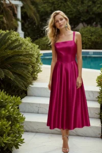 TRENDYOLMİLLA Plum A-Kesim Satin Weaving Chic Evening Gown Gece Graduation Dress - Image 6