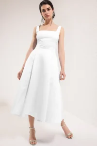 TRENDYOLMİLLA White A-Kesim Satin Weaving Chic Evening Gown Gece Graduation Dress - Image 6