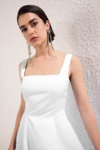 TRENDYOLMİLLA White A-Kesim Satin Weaving Chic Evening Gown Gece Graduation Dress - Image 7