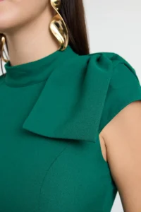 TRENDYOLMİLLA Green A-Kesim pleated Weaving Chic Evening Gown Gece Graduation Dress - Image 5