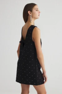 TRENDYOLMİLLA Black Shiny Stone Printed Super Mini Evening Gown Gece Graduation Dress - Image 2