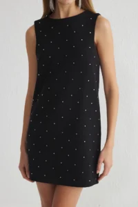 TRENDYOLMİLLA Black Shiny Stone Printed Super Mini Evening Gown Gece Graduation Dress - Image 3
