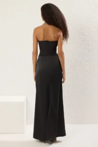 TRENDYOLMİLLA Black Strapless Weaving LONG Chic Graduation/promotion Evening Gown Gece Graduation Dress - Image 4