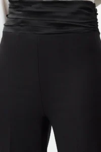 TRENDYOLMİLLA Black Satin Ribbon Detailed Weaving Pants - Image 4