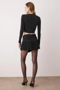TRENDYOLMİLLA Black Simli Knitting with accessories Blouse Skirt Bottom Top Set - Image 4