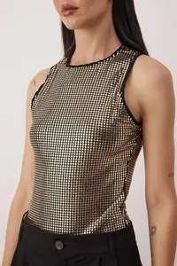 TRENDYOLMİLLA Gold Crew Neck Knitting Sequin snaps Bodysuit .D.00002 - Image 3