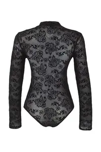 TRENDYOLMİLLA Black Lined flower patterned Dog collar Knitting Tulle Bodysuit .D.00010 - Image 7