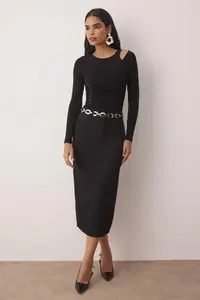 TRENDYOLMİLLA Black Agrafli Asymmetric Yaka Knitting Party Bodysuit .D.00011 - Image 2