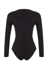 TRENDYOLMİLLA Black Agrafli Asymmetric Yaka Knitting Party Bodysuit .D.00011 - Image 7