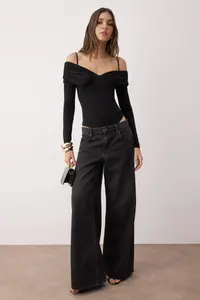 TRENDYOLMİLLA Black Carmen Collar Knitting Bodysuit .D.00022