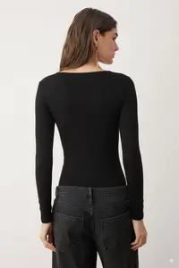 TRENDYOLMİLLA Black tied up Asymmetric Yaka Knitting Bodysuit .D.00023 - Image 4