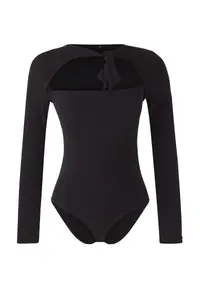 TRENDYOLMİLLA Black tied up Asymmetric Yaka Knitting Bodysuit .D.00023 - Image 5