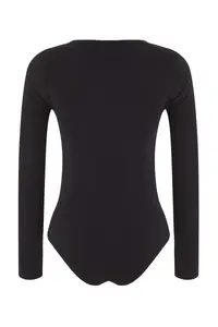 TRENDYOLMİLLA Black tied up Asymmetric Yaka Knitting Bodysuit .D.00023 - Image 6