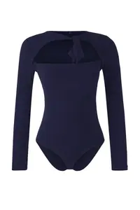 TRENDYOLMİLLA Navy Blue Plain Asymmetric Yaka LONG Knitting Sandy Bodysuit .D.00023 - Image 5