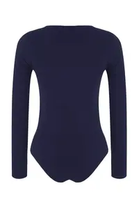 TRENDYOLMİLLA Navy Blue Plain Asymmetric Yaka LONG Knitting Sandy Bodysuit .D.00023 - Image 6