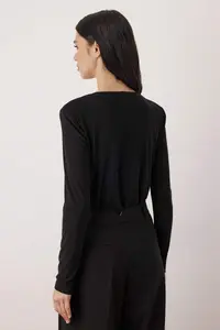 TRENDYOLMİLLA Black Draped Lace Detailed Double breasted Sandy snaps Bodysuit .D.00029 - Image 6