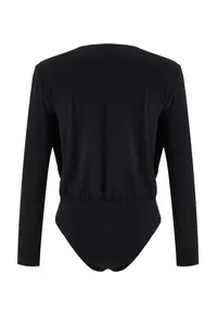 TRENDYOLMİLLA Black Draped Lace Detailed Double breasted Sandy snaps Bodysuit .D.00029 - Image 7